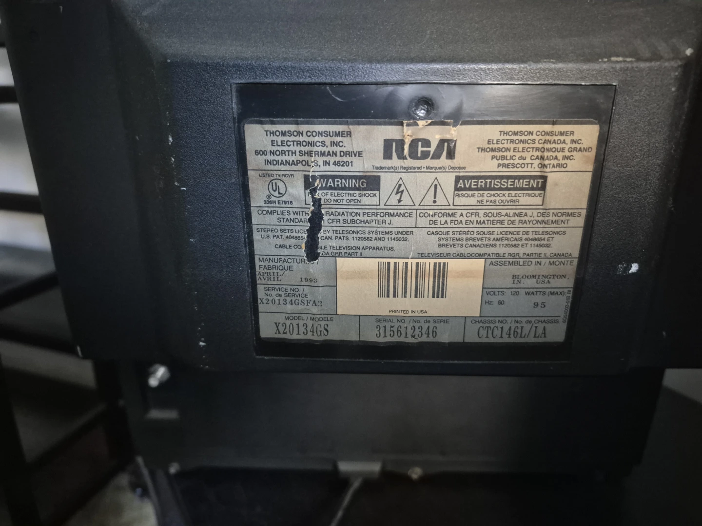 RCA Model X20134GS CRT Television - photo 3