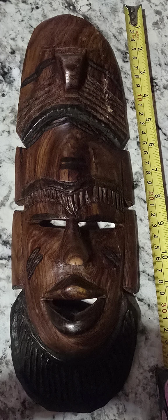 🥕Hand Carved solid Wood African Tribal Mask