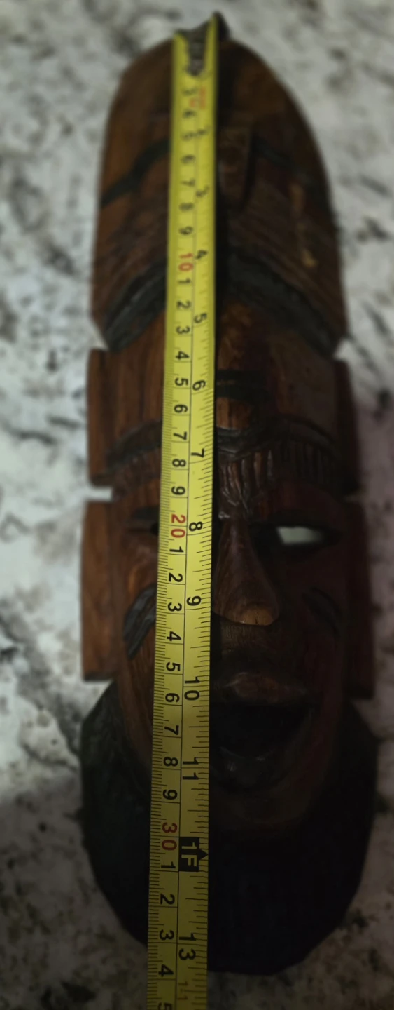 🥕Hand Carved solid Wood African Tribal Mask - photo 3
