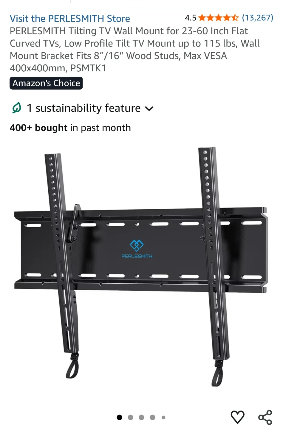 PERLESMITH Tilting TV Wall Mount for 23-60 Inch TVs - photo 3