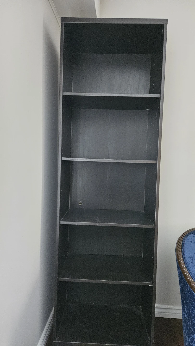 Pair of Black 5-Shelf Bookshelves
