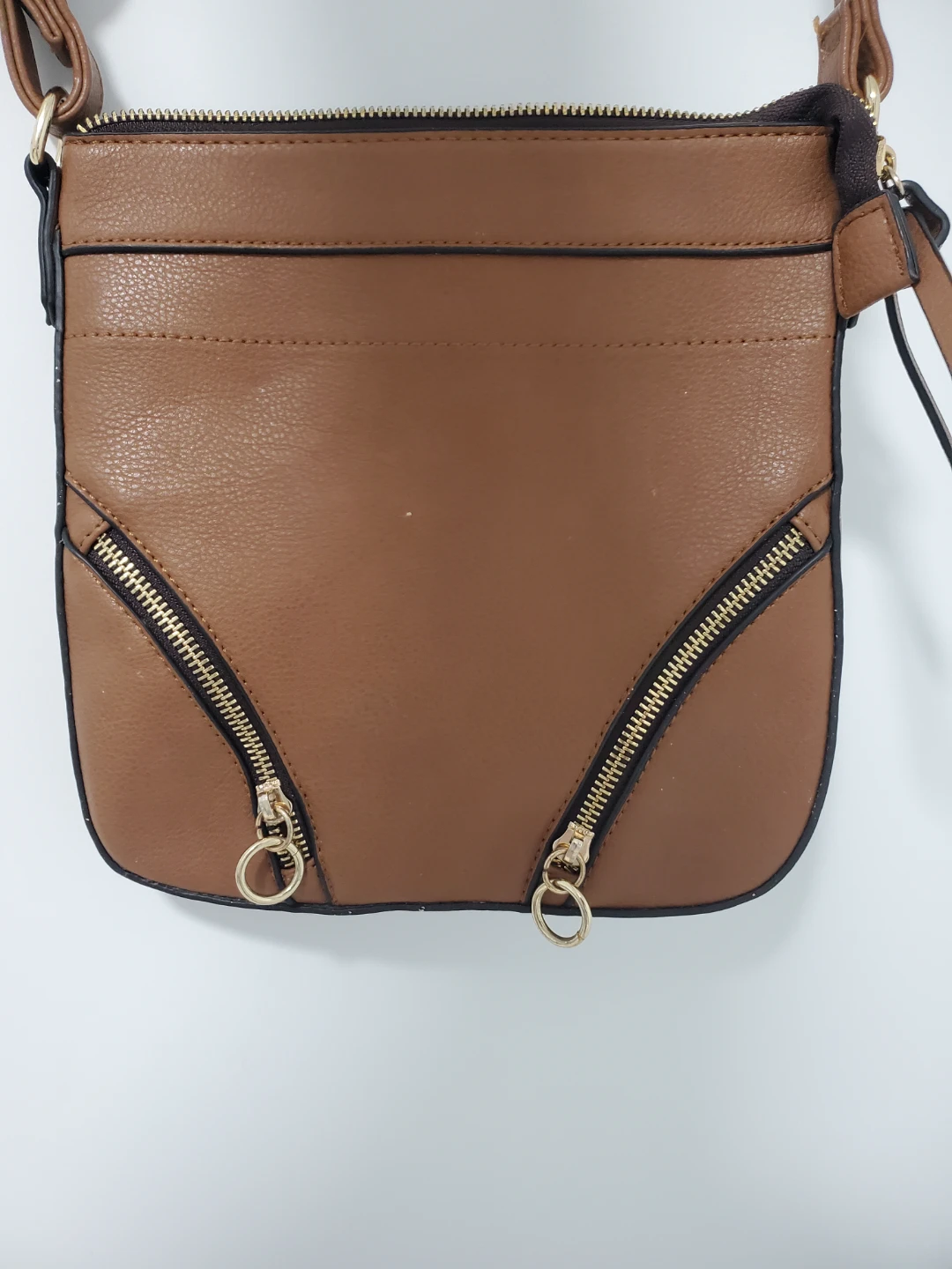 Brown Faux Leather Crossbody Purse