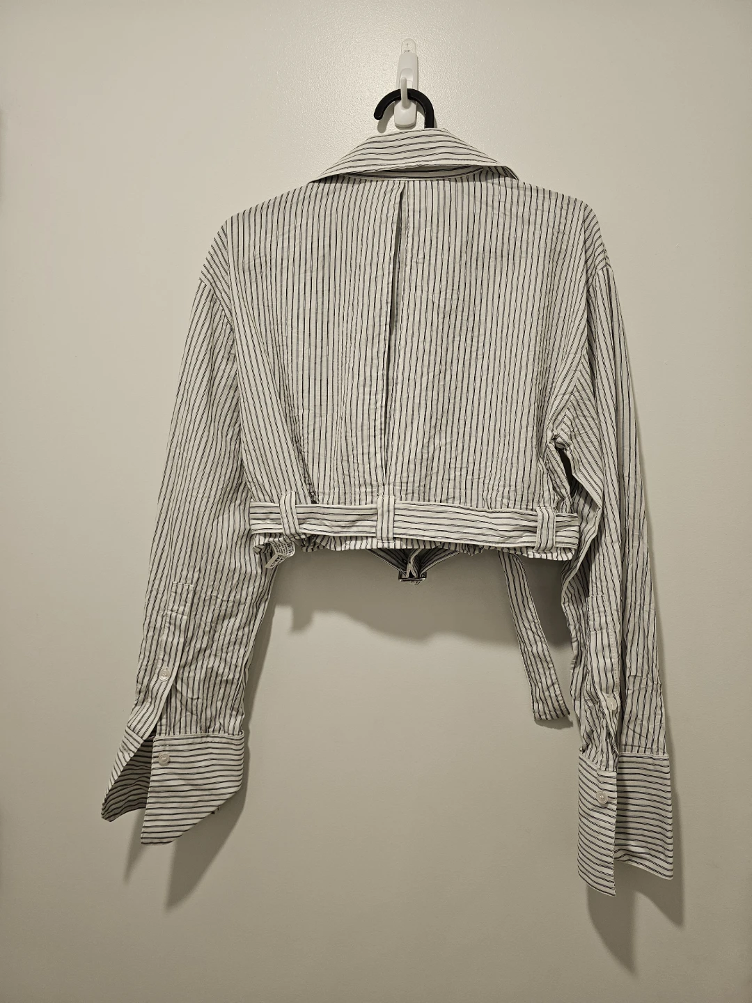 ZARA Striped Cropped Shirt with Belt - photo 3