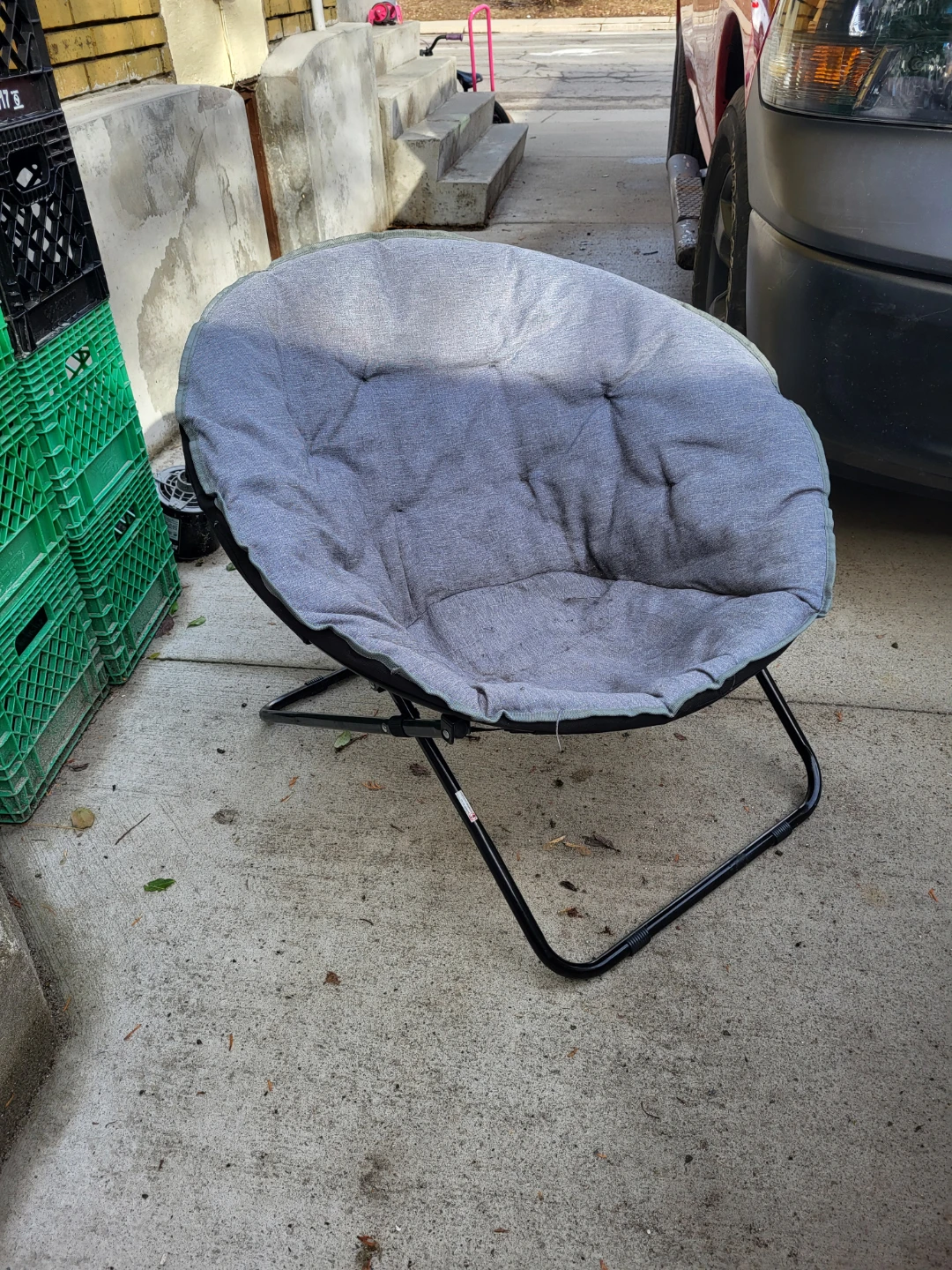 Grey saucer chair just $15 cash
