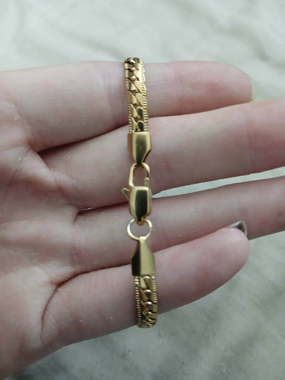 18K Gold Plated 316L Stainless Steel Snake Chain Bracelet - photo 3