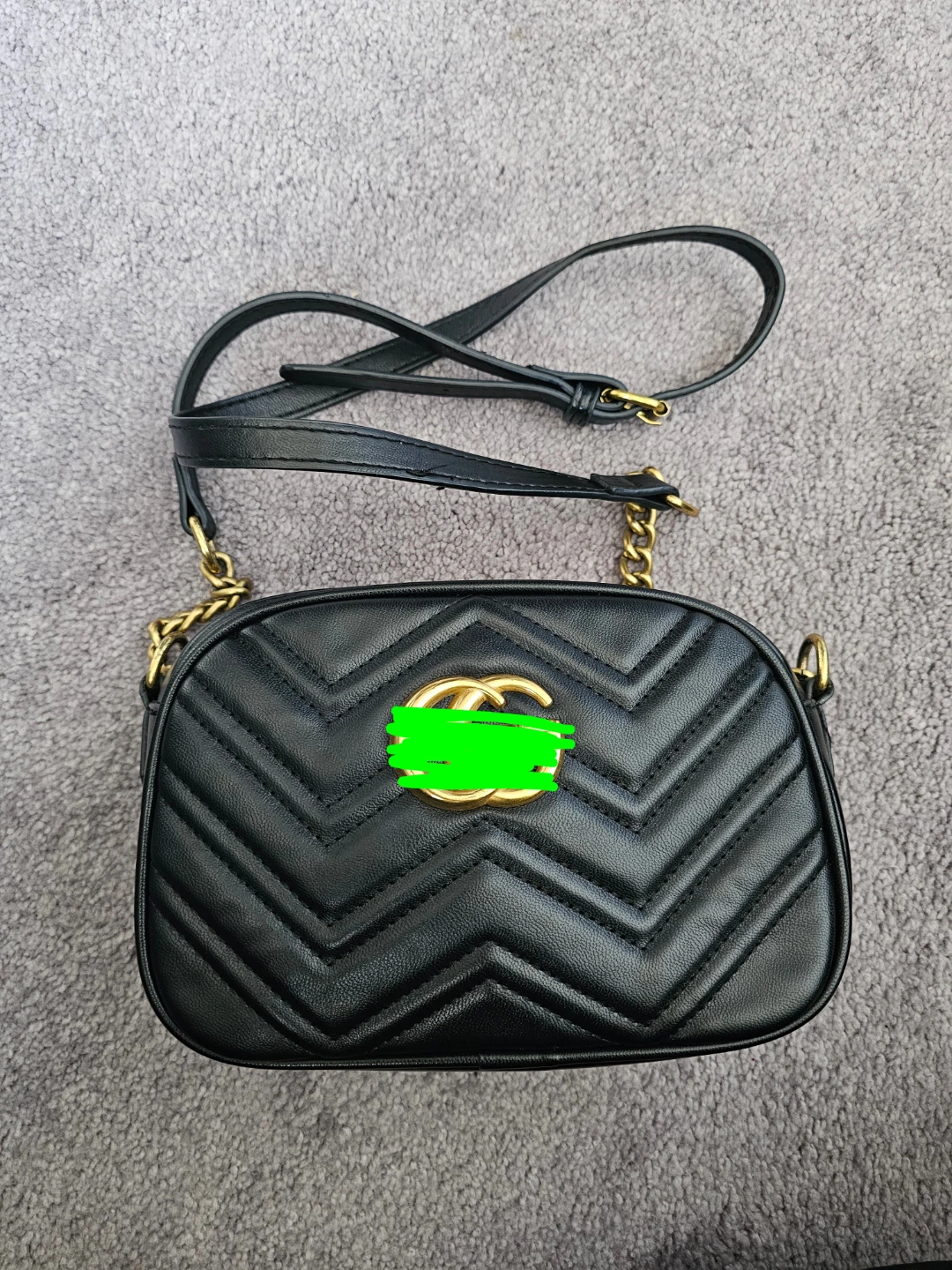 Black Quilted Crossbody Bag (Gucci Inspired)