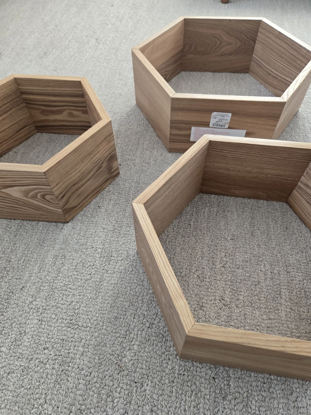 Set of 3 Hexagon Wood Shelves - photo 2
