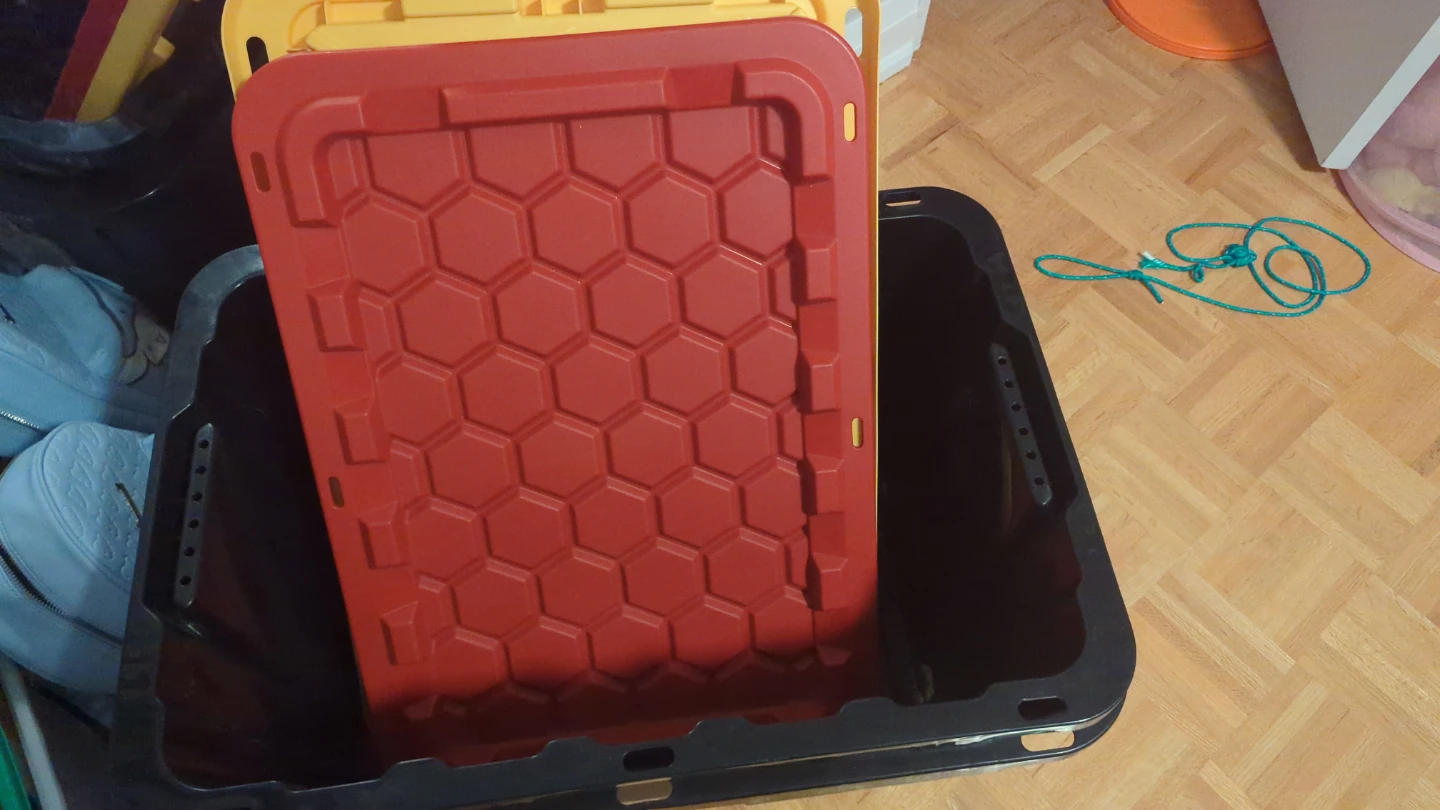 Black and Red Storage Bin with Lid