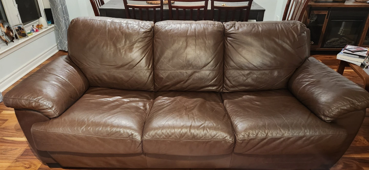 Free Brown Leather Sofa 3 Seater - photo 3