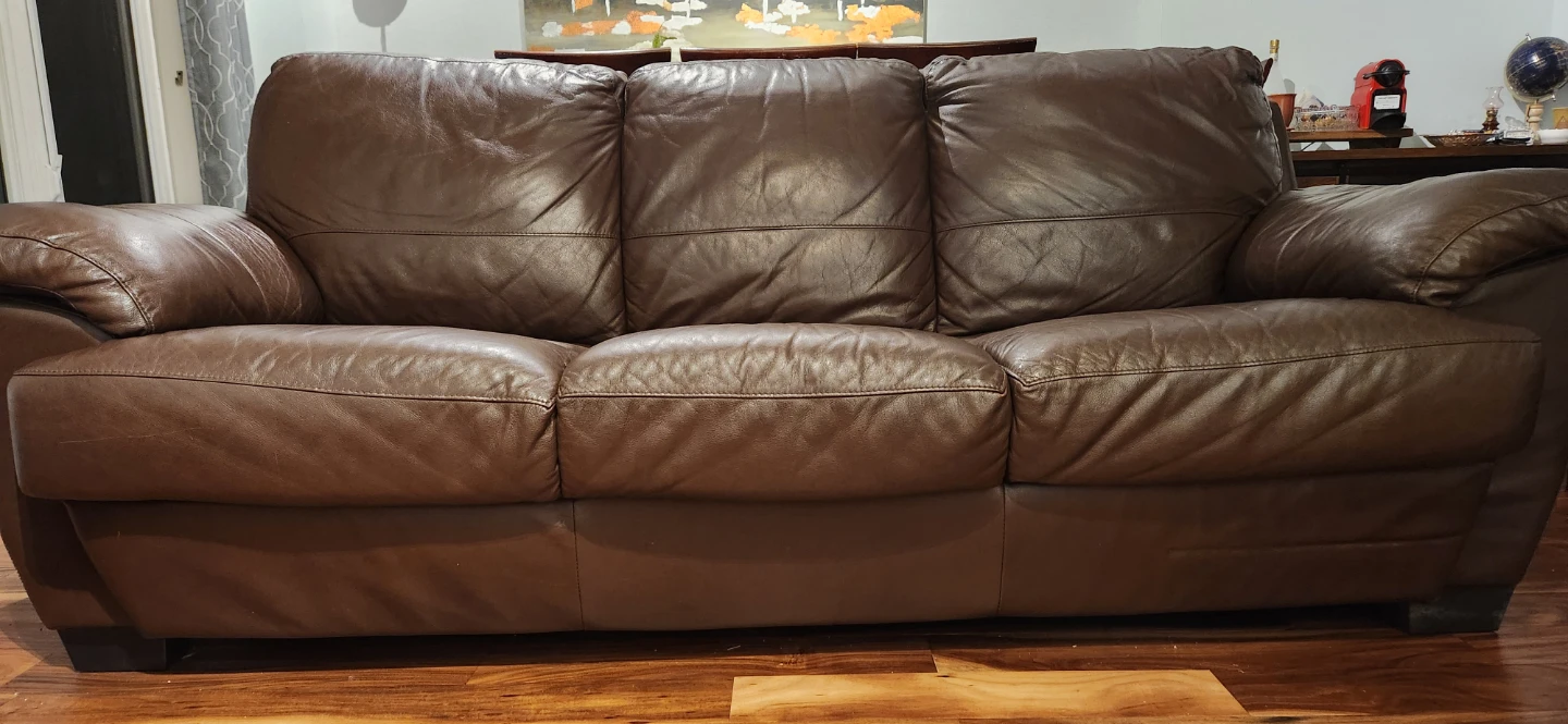 Free Brown Leather Sofa 3 Seater - photo 4