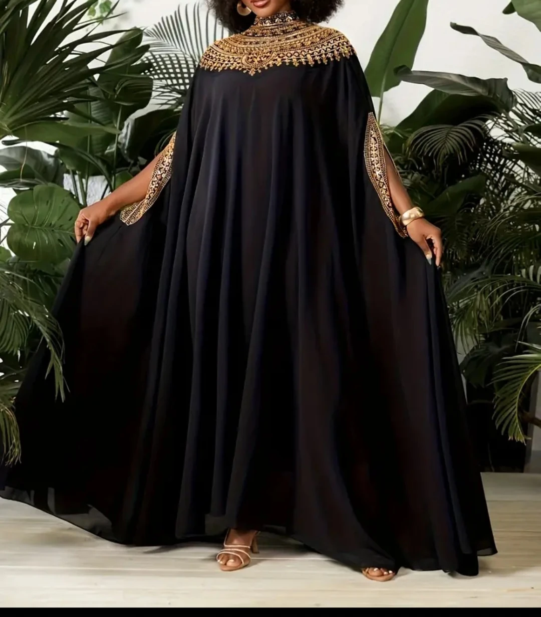 Black Kaftan with Gold Embroidery