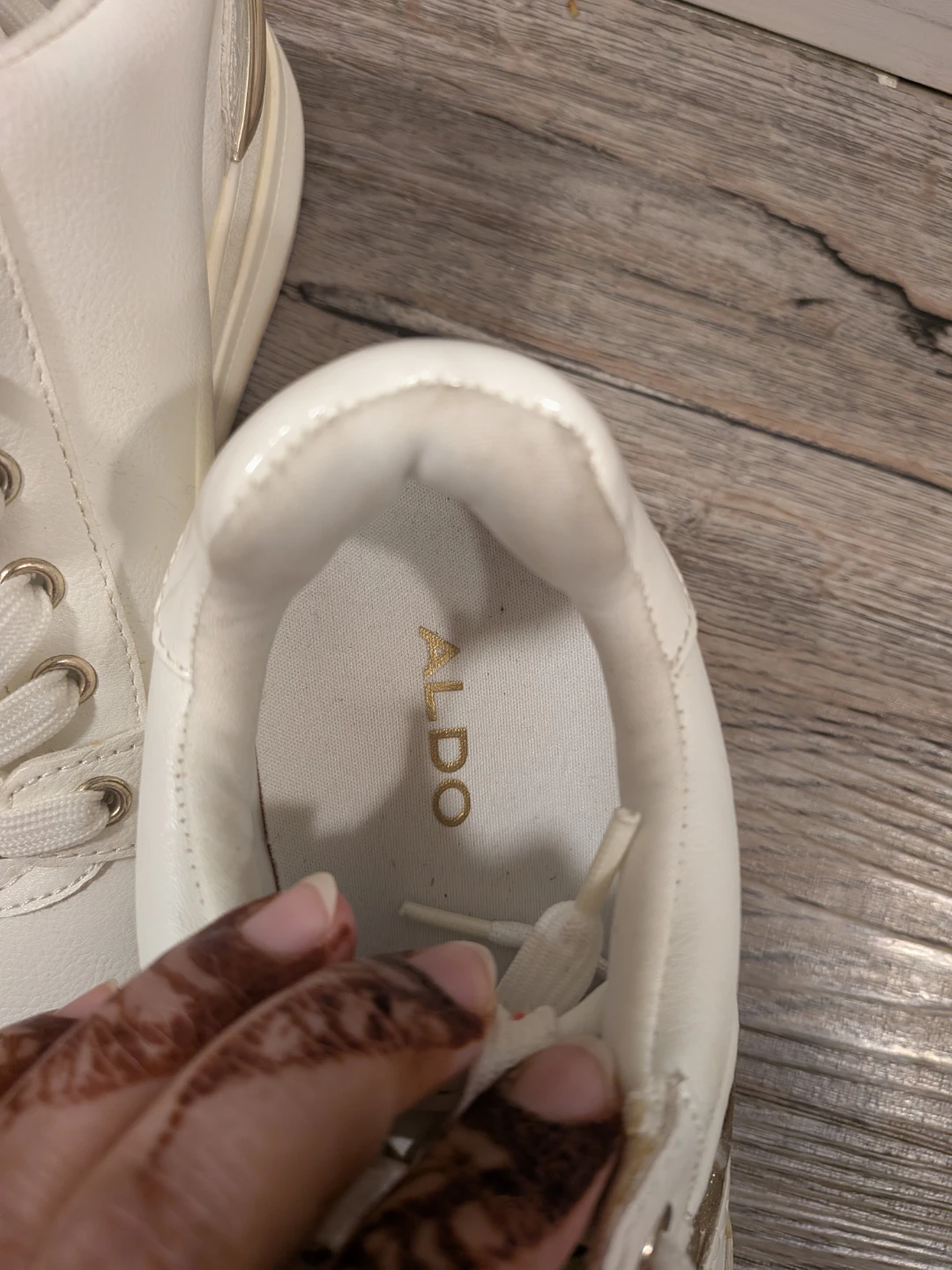 White ALDO Sneakers with Gold Accents - Size 9 - photo 3