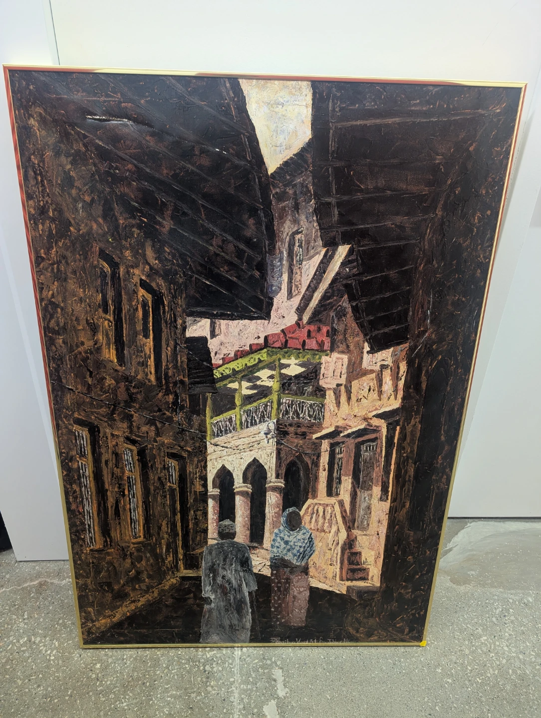 Framed Original Painting of a Street Scene - photo 2