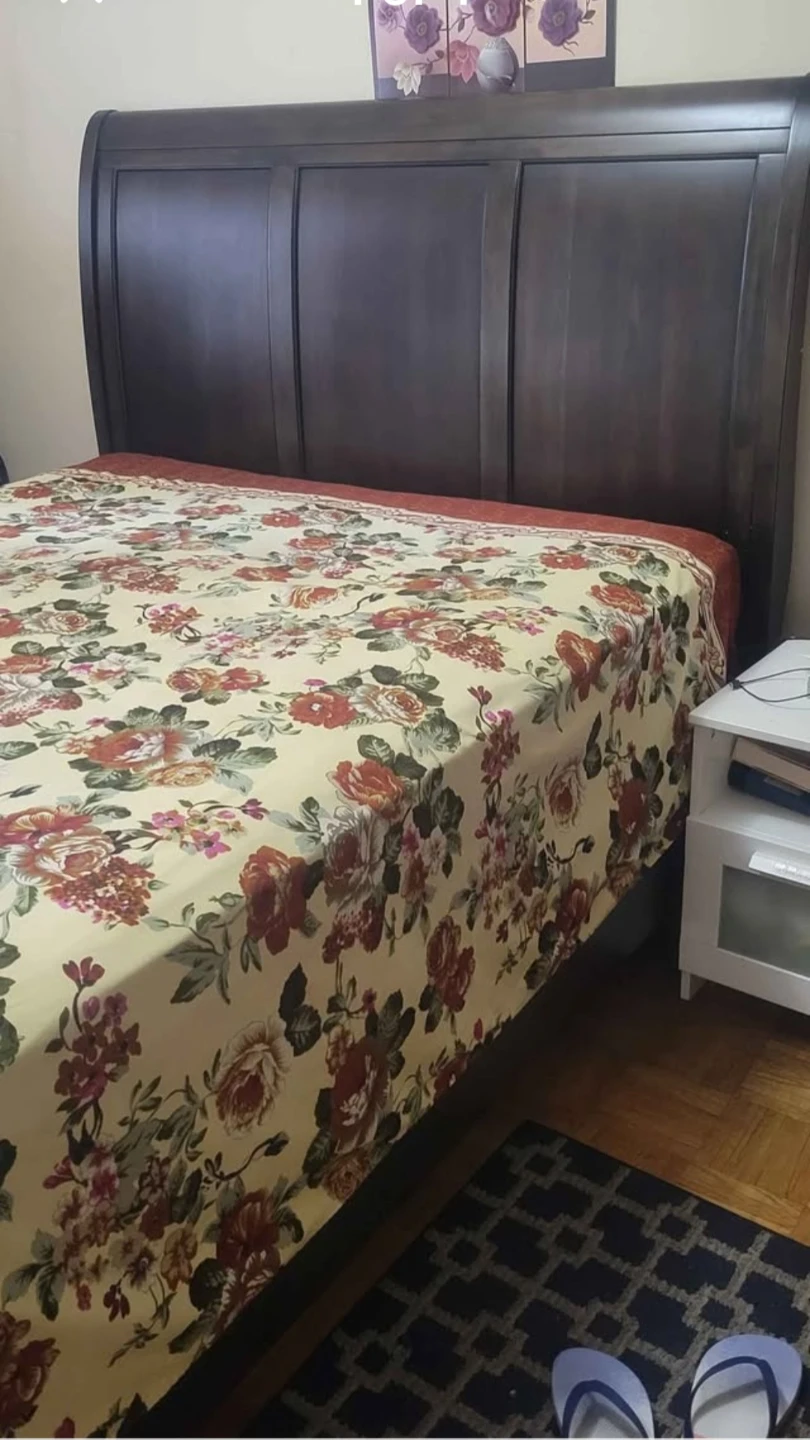Dark Brown Wooden Sleigh Bed Frame Headboard - photo 3