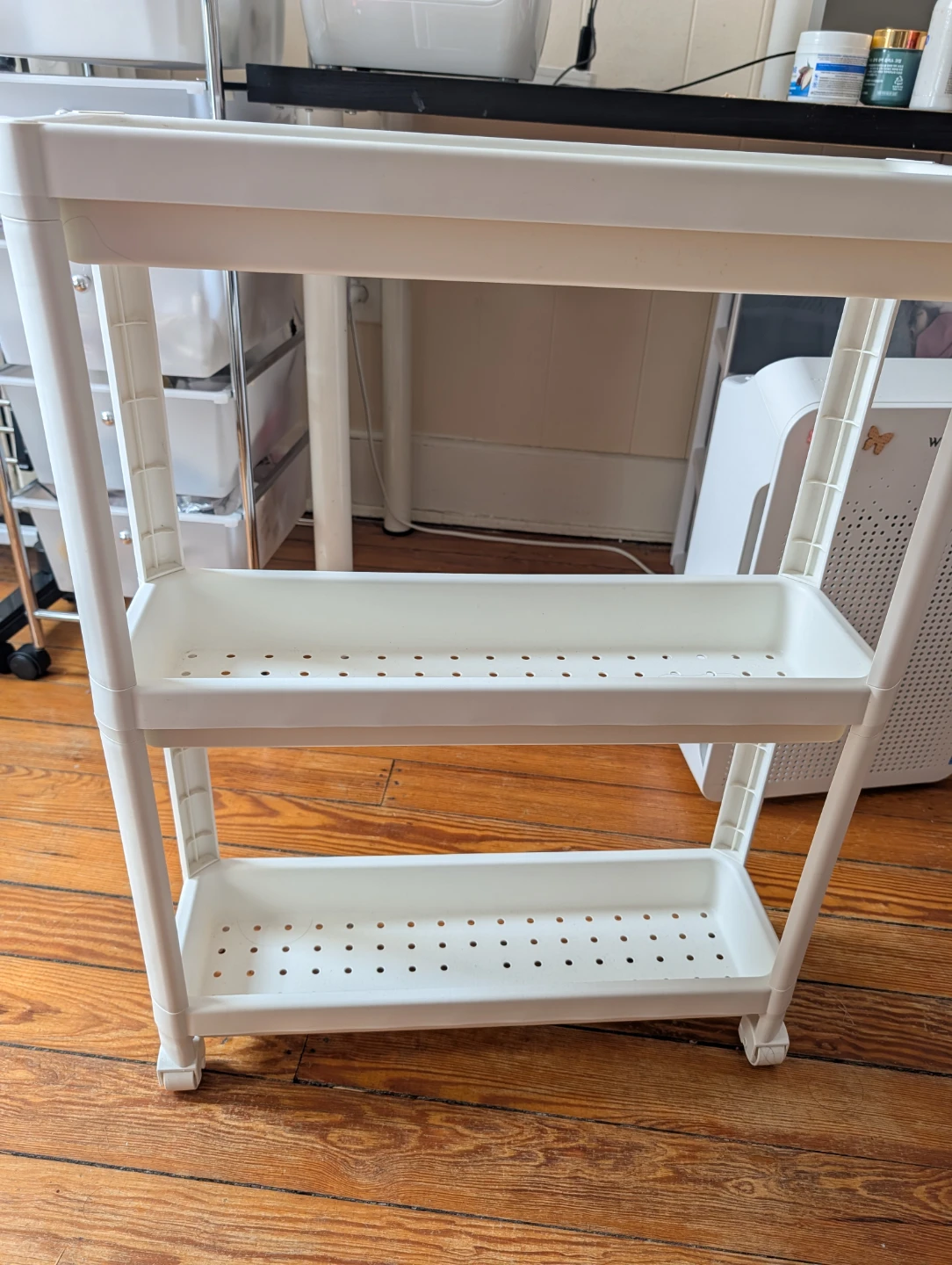 White 3-Tier Rolling Storage Cart - photo 3