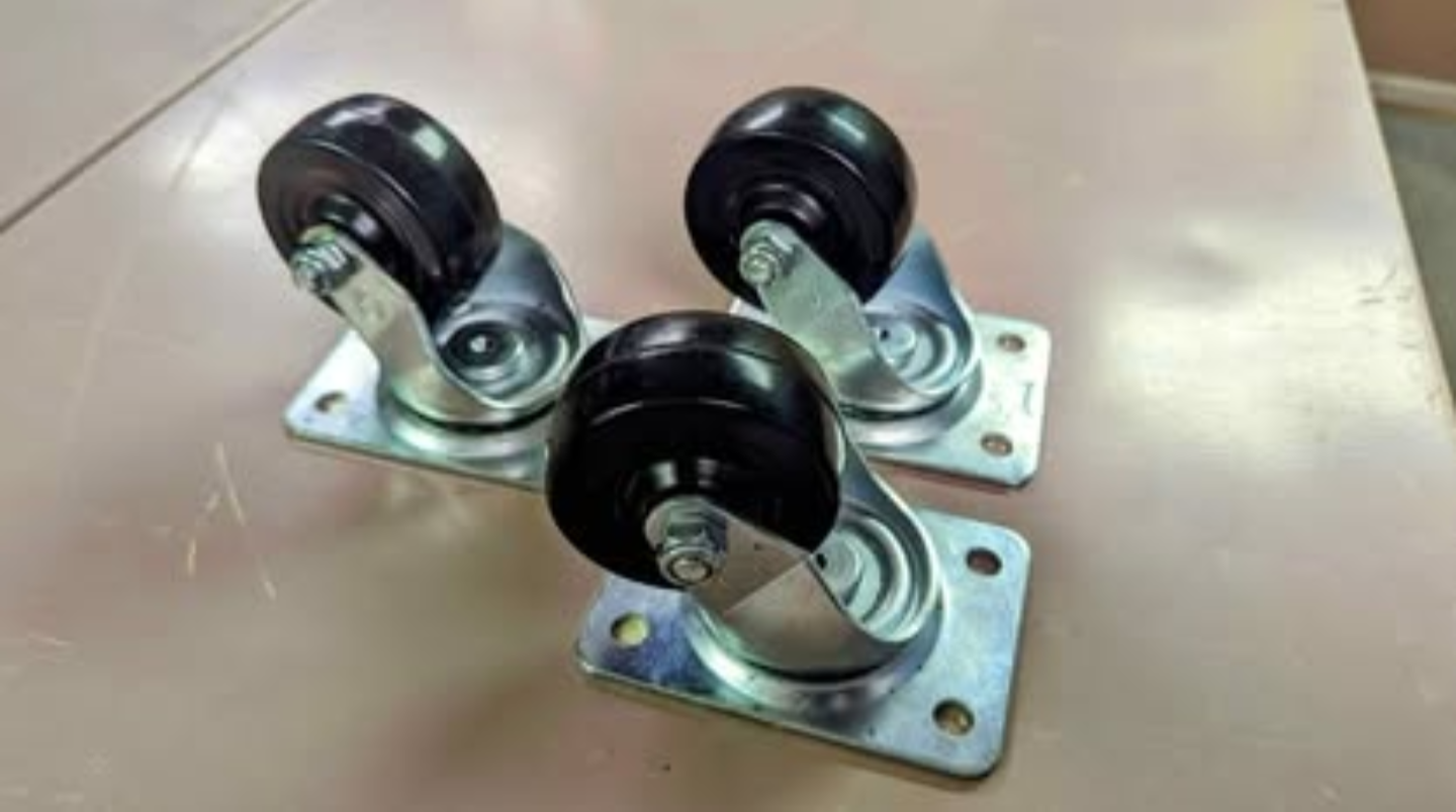 2 1/2" Black Soft Rubber Steel Swivel Plate Caster, 100lbs