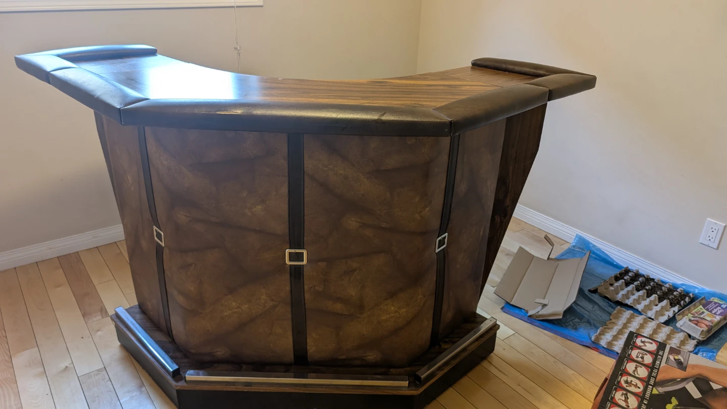 Wooden Bar Unit with Faux Leather Accents