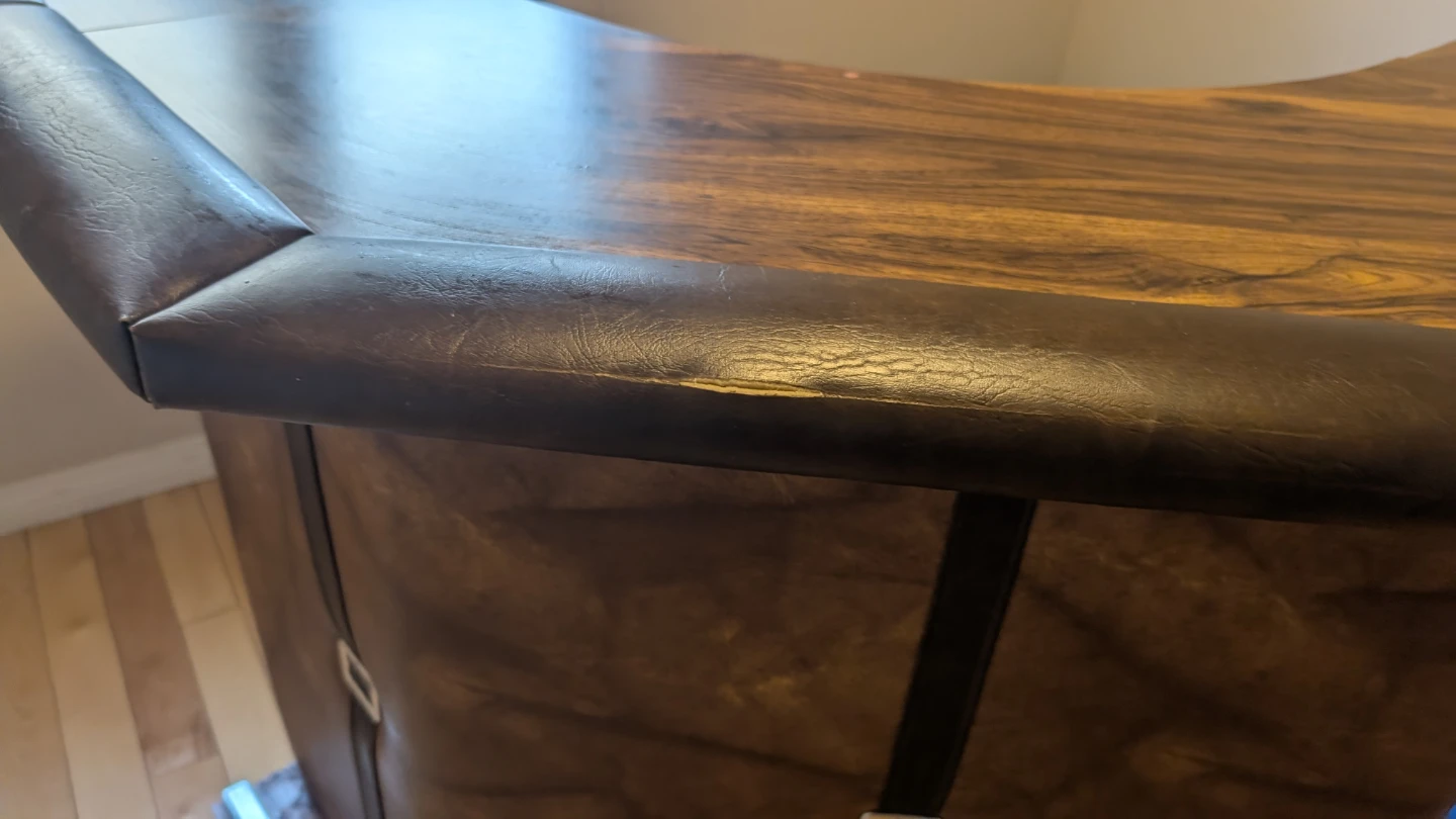 Wooden Bar Unit with Faux Leather Accents - photo 3