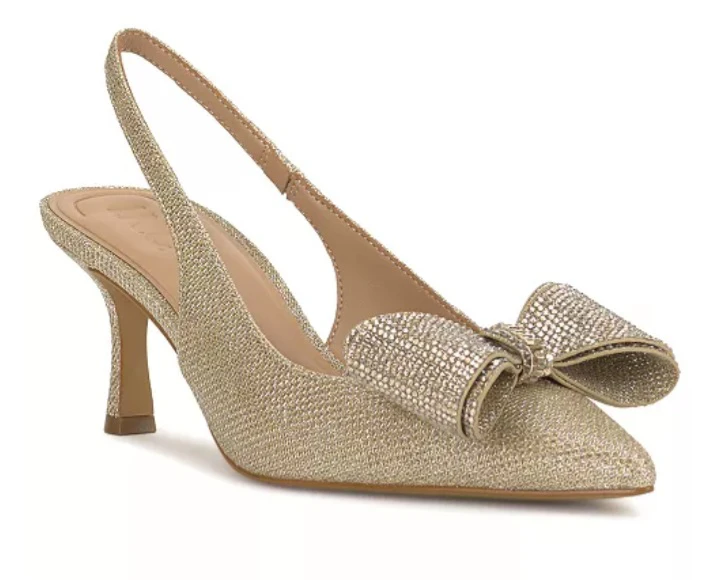 Gold Sparkly Bow Heels
