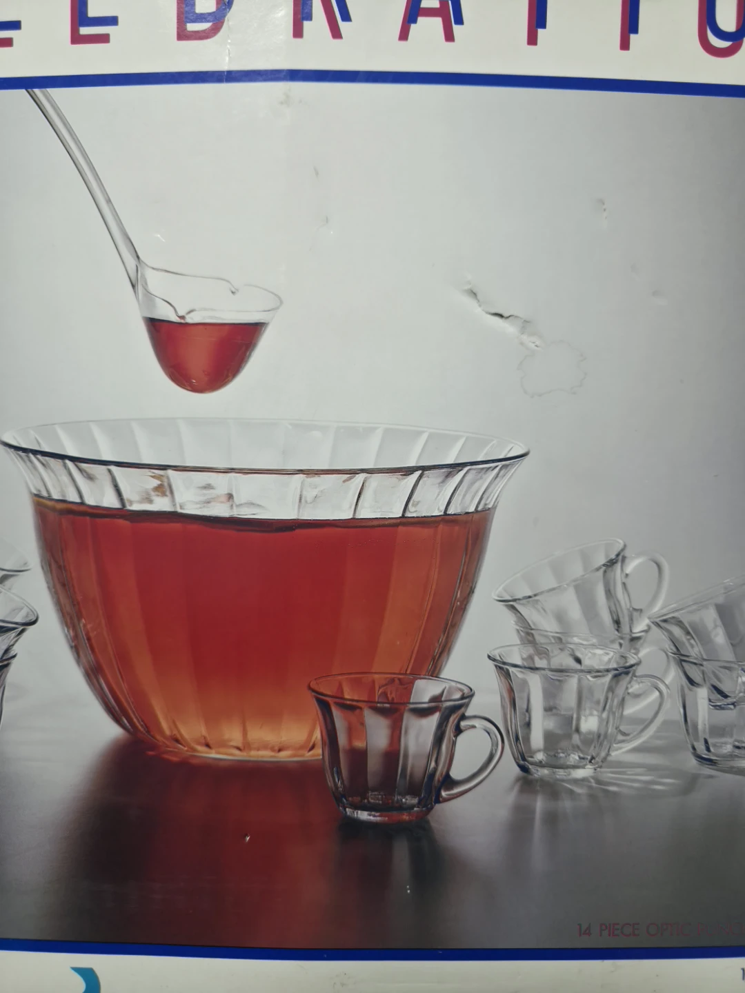 Glass Punch Bowl Set with Cups and Ladle