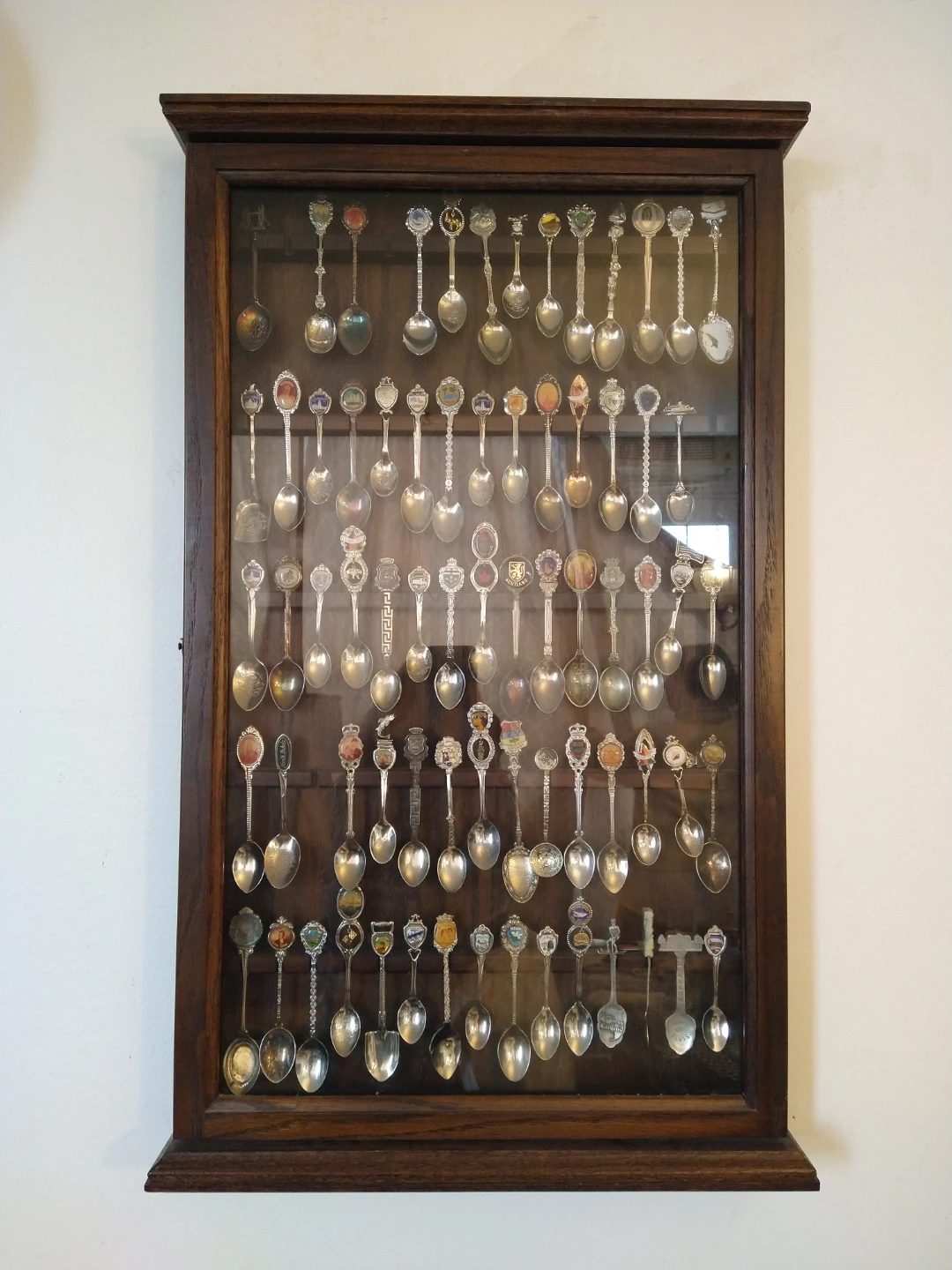 Collection of Souvenir Spoons in Display Case - photo 3