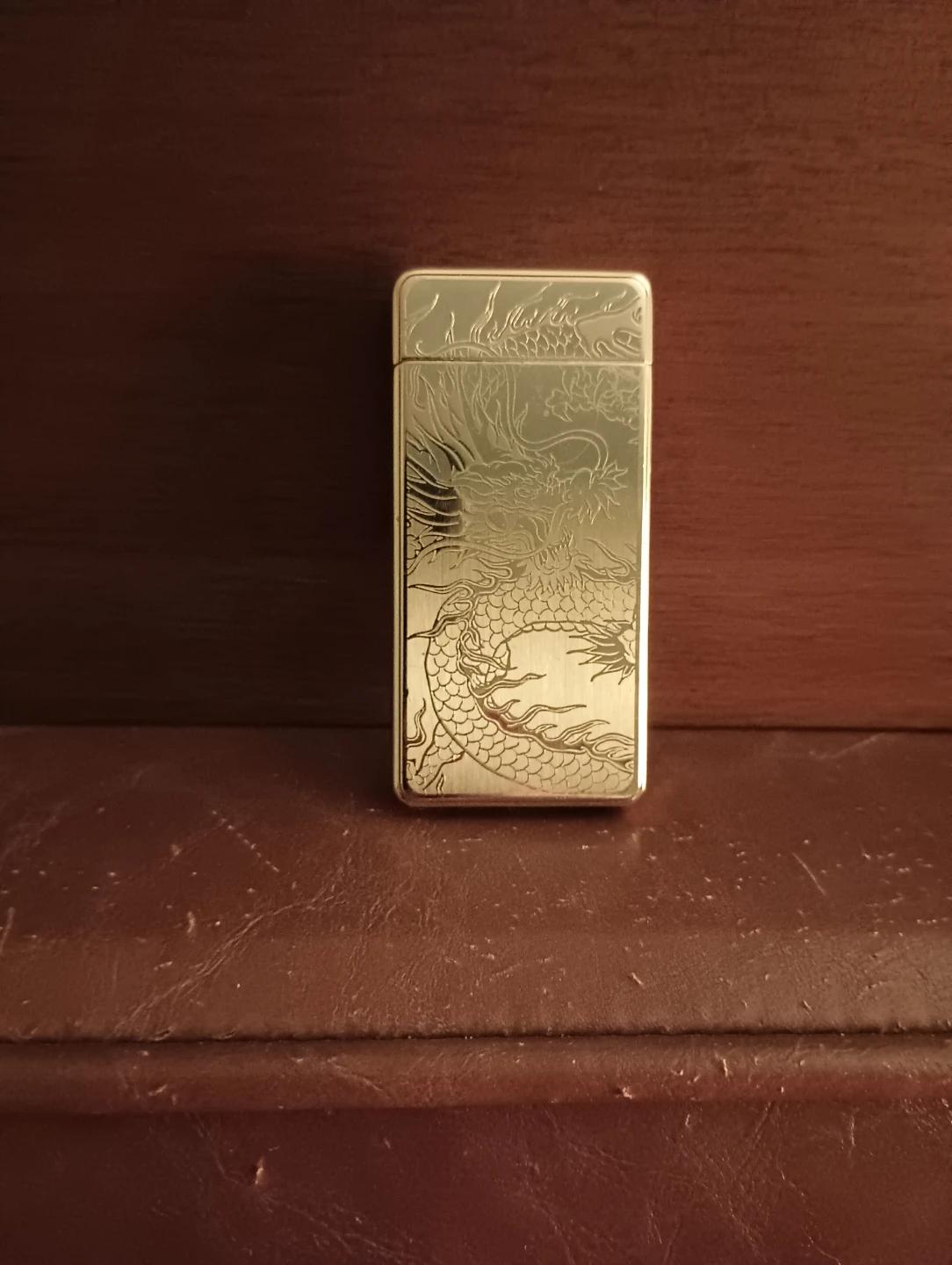 Gold Tone Dragon Engraved Lighter