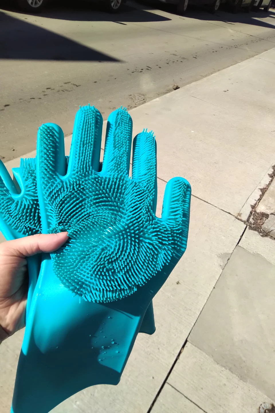 rubber gloves with cleaning bristles - photo 3