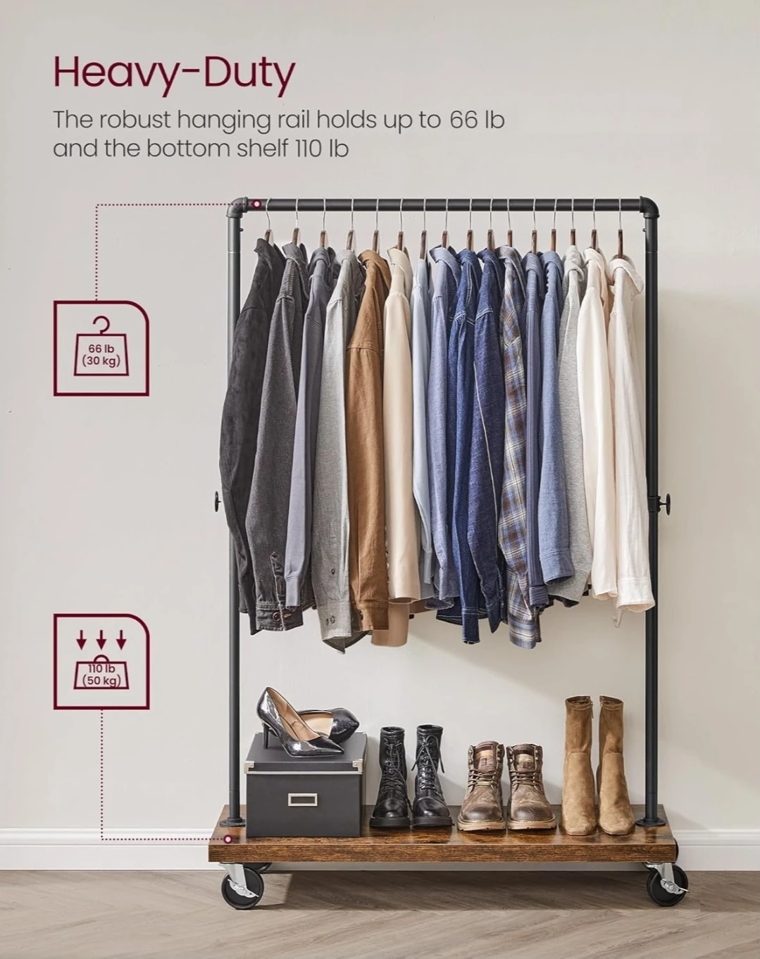 VASAGLE Clothes Rack with Shelf firm price