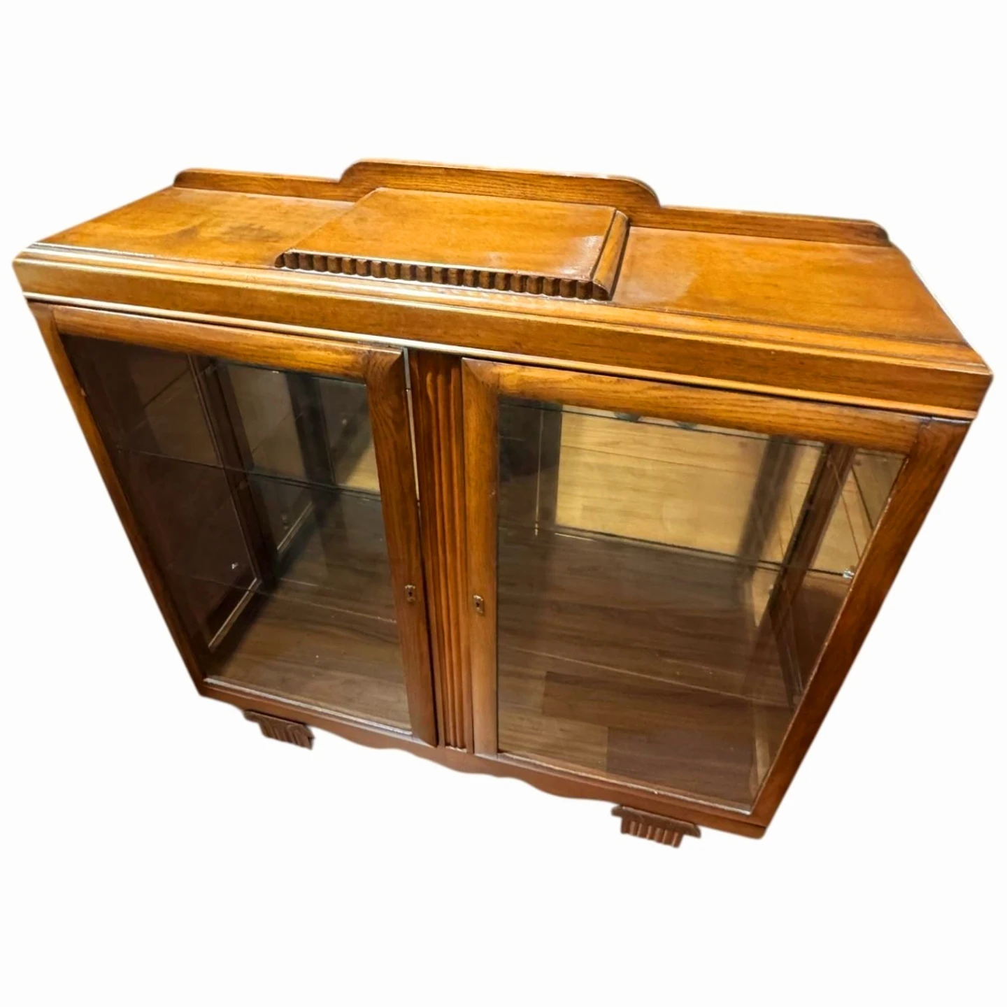 Art Deco Solid Walut 2 Door Curio Storage Cabinet - photo 2