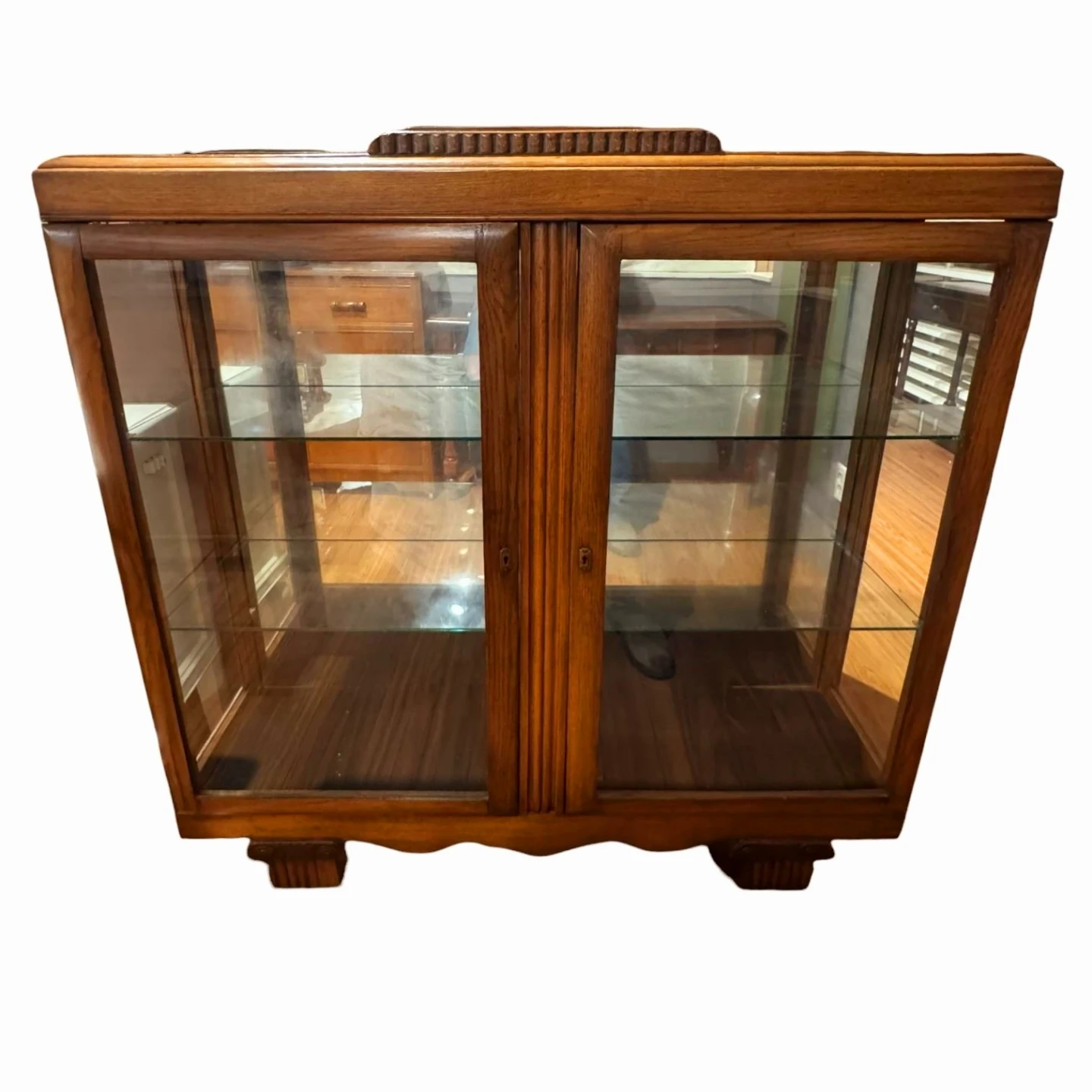Art Deco Solid Walut 2 Door Curio Storage Cabinet - photo 3