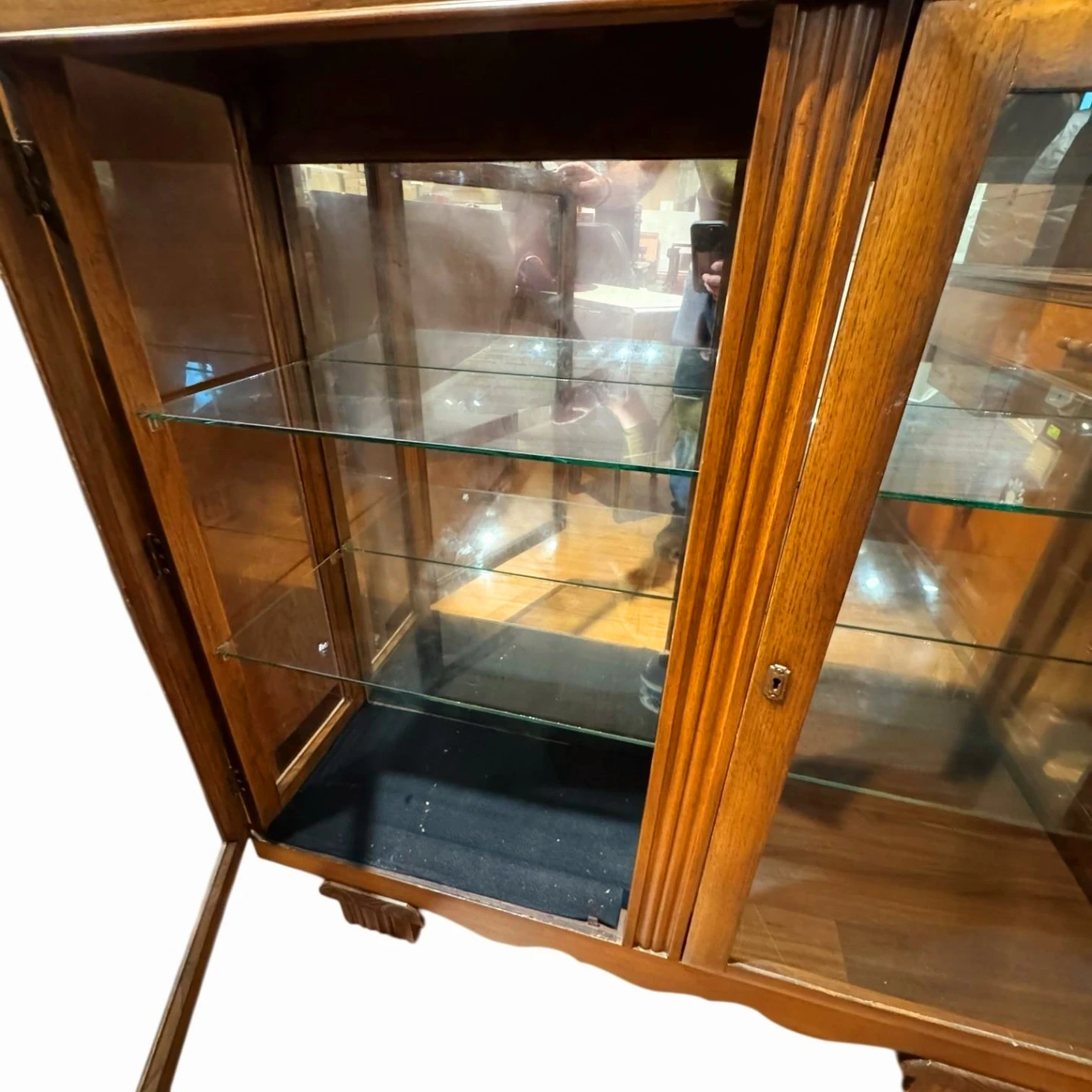 Art Deco Solid Walut 2 Door Curio Storage Cabinet - photo 4