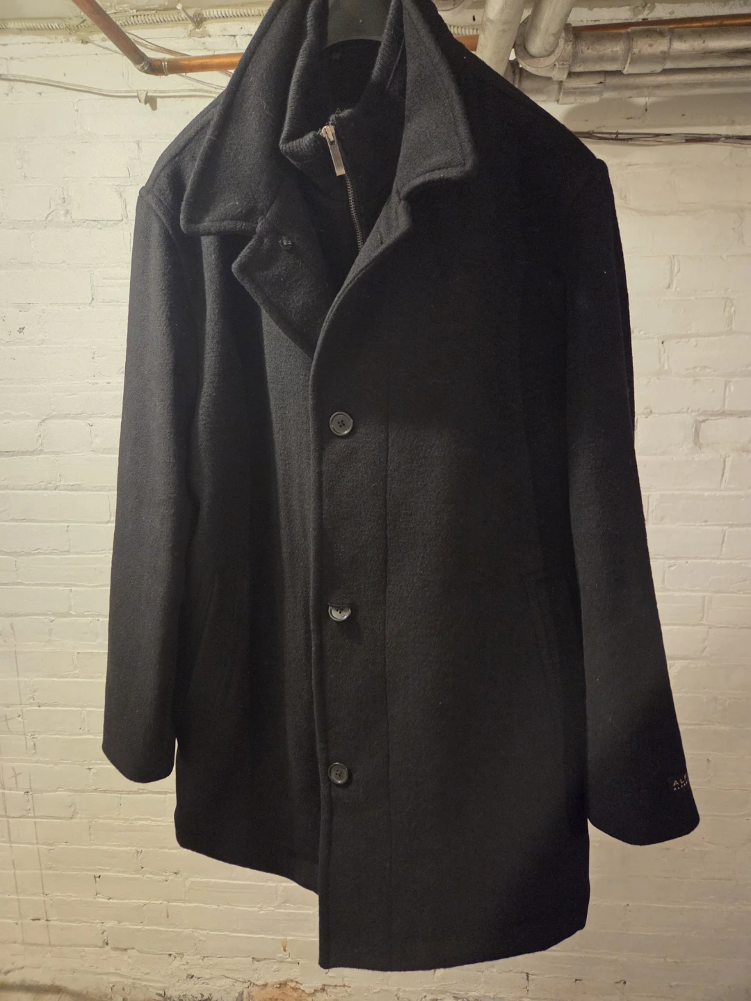 Alfred Sung Black Wool Blend Winter Coat XL