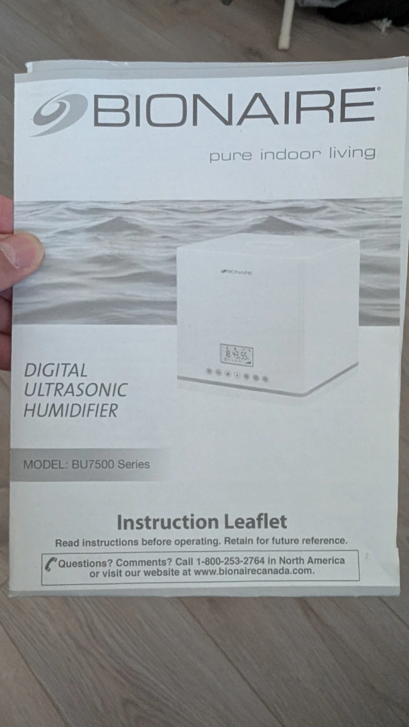 Bionaire Digital Ultrasonic Humidifier BU7500 Series