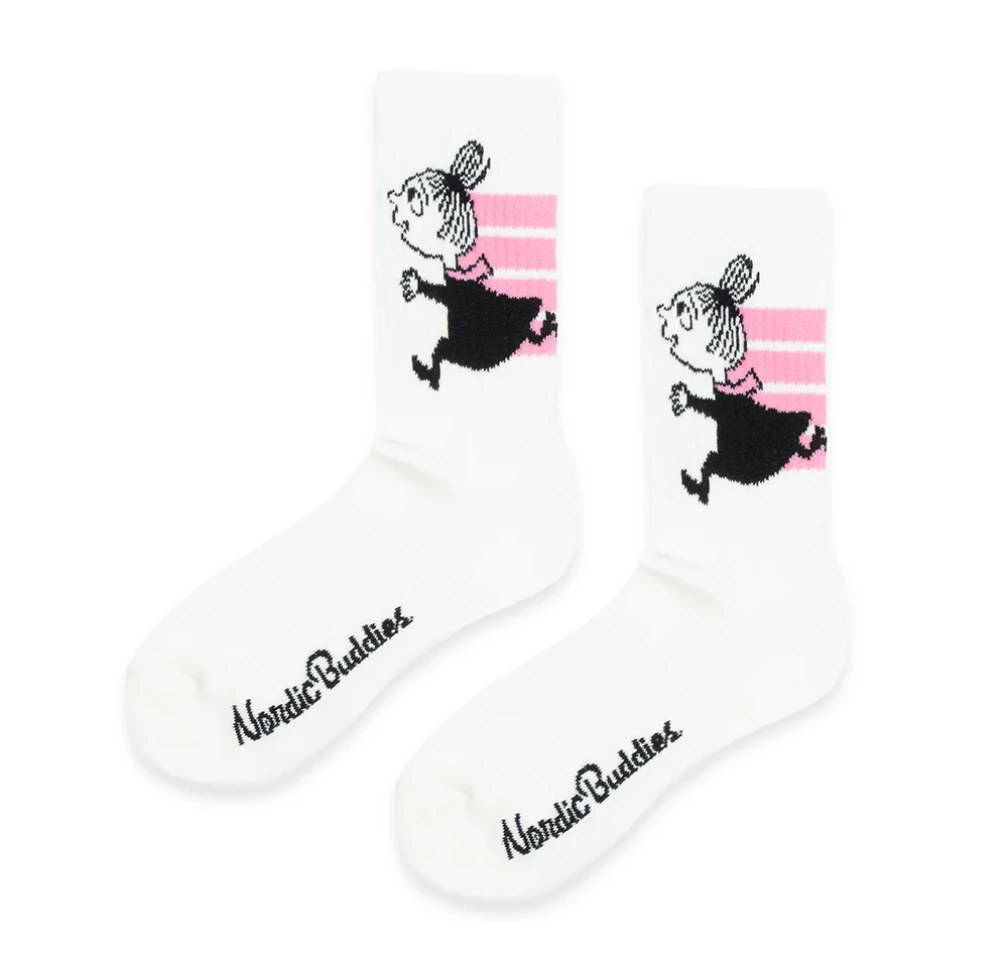 Nordic Buddies White and Pink Little My Crew Socks