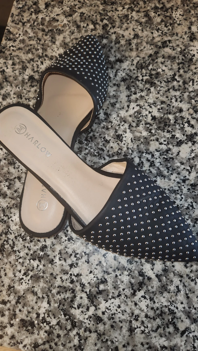 Harlow Studded Black Pointed Toe Mules