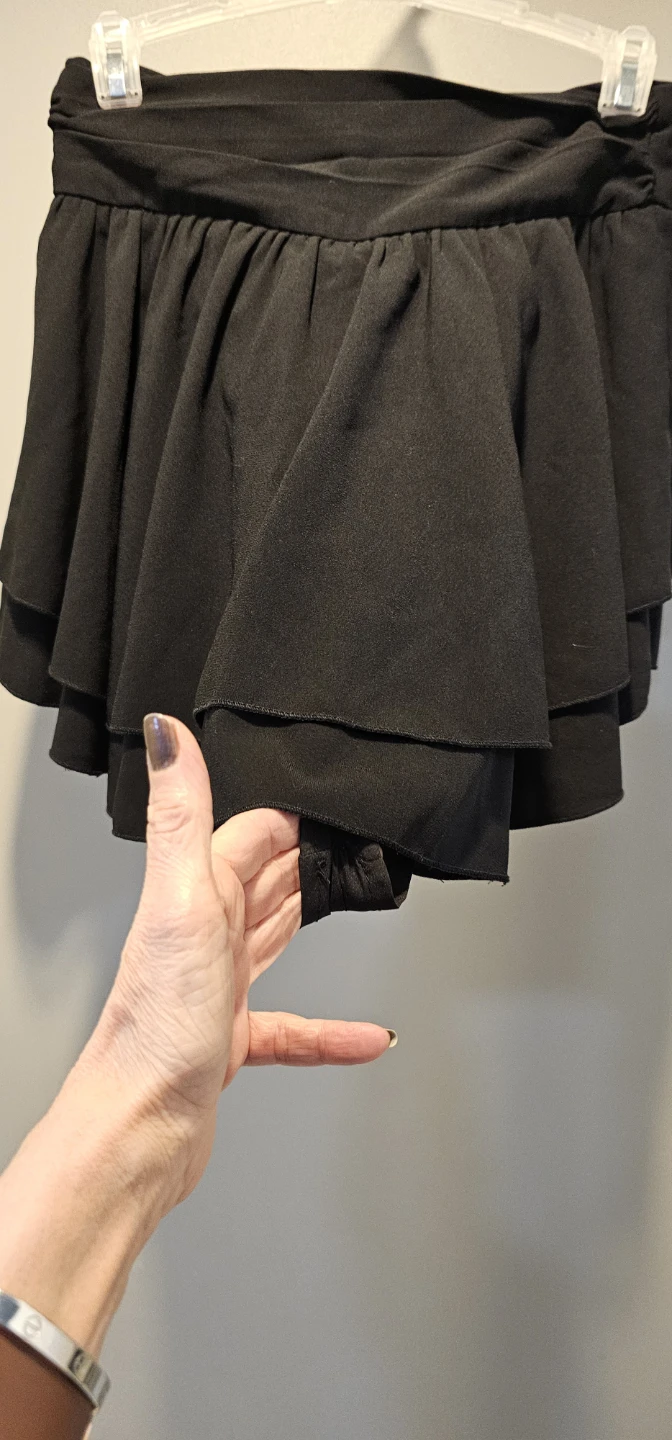 Black Layered Ruffle Skirt with Built-in Shorts - photo 3