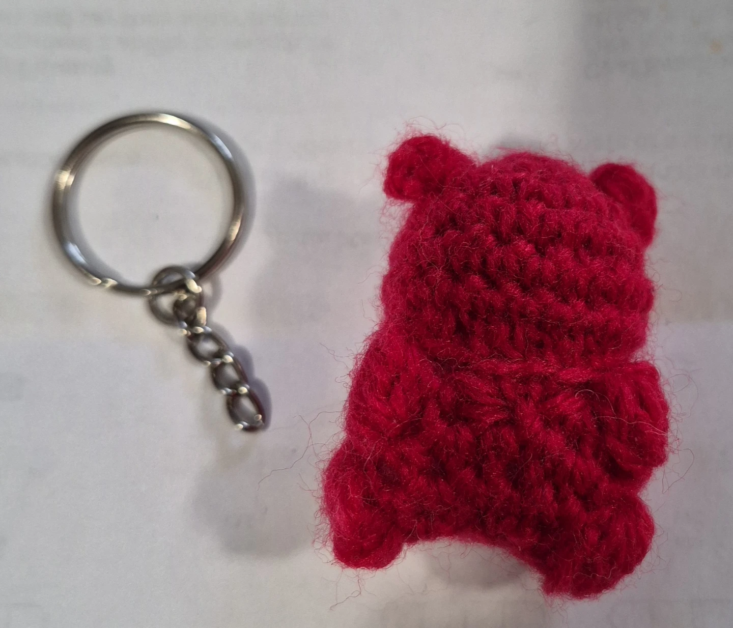 Handmade Crocheted Red Bear Keychain Charm - photo 2