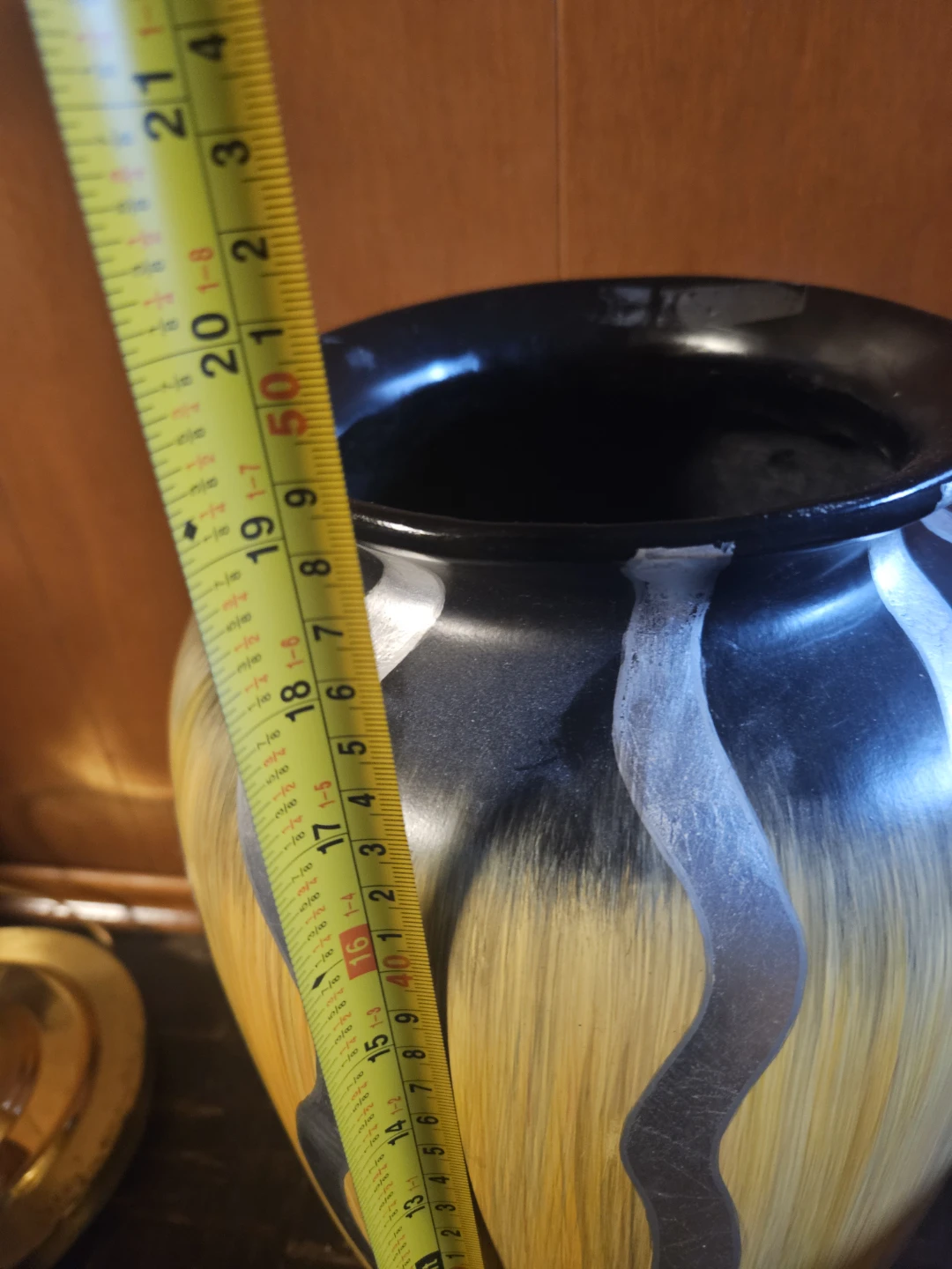 Decorative Ceramic Vase - Yellow & Black Swirl Pattern - photo 3