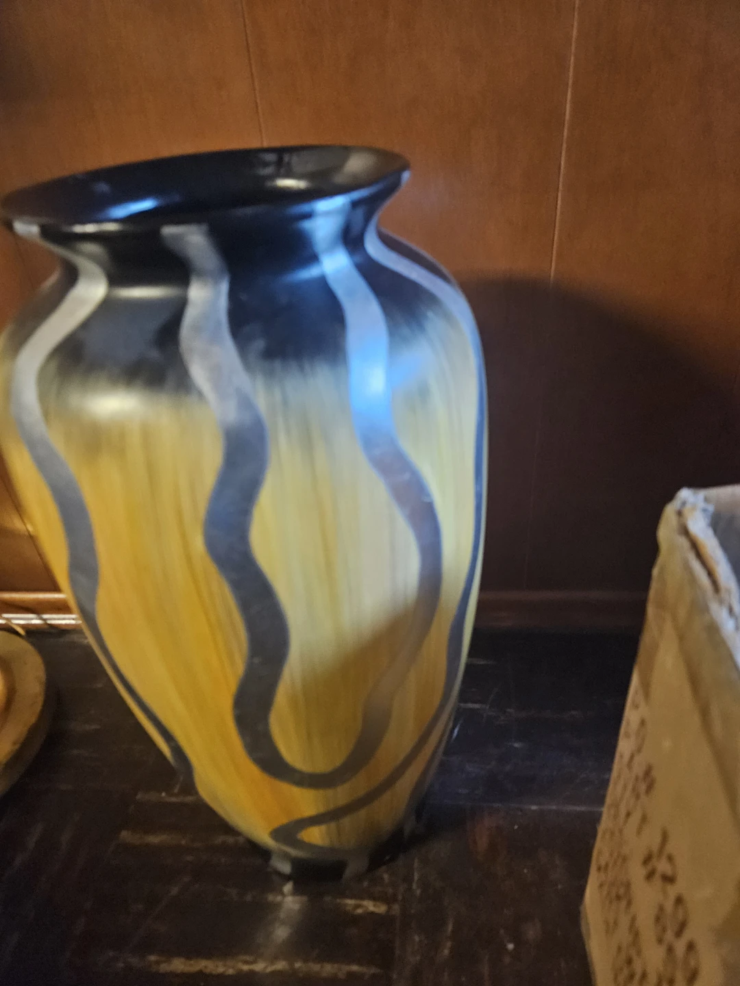 Decorative Ceramic Vase - Yellow & Black Swirl Pattern - photo 5