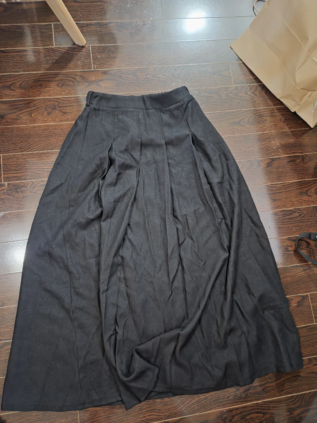 Sweetra Black Pleated long Skirt with Belt - photo 2