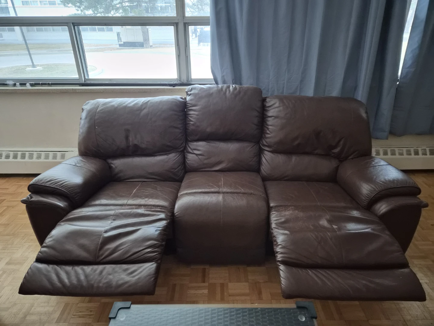 Brown Leather 3-Seater Reclining Sofa - photo 2