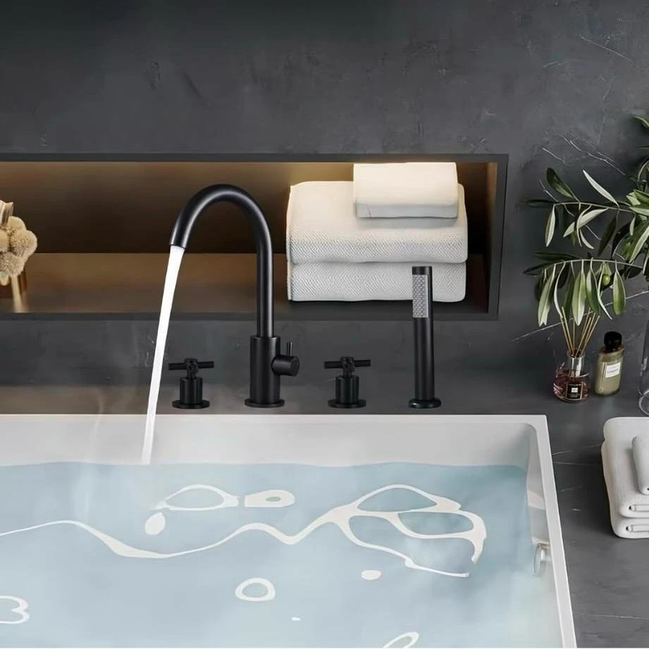 New TCUDCKI Bathtub Faucet with Hand Shower 4 Hole - photo 3