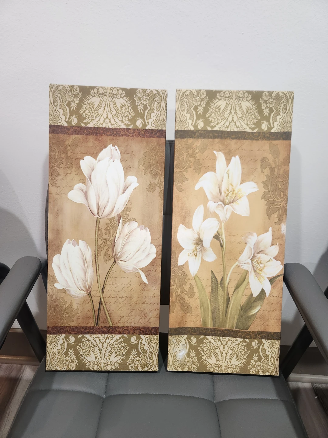 Set of 2 Floral Canvas Wall Art