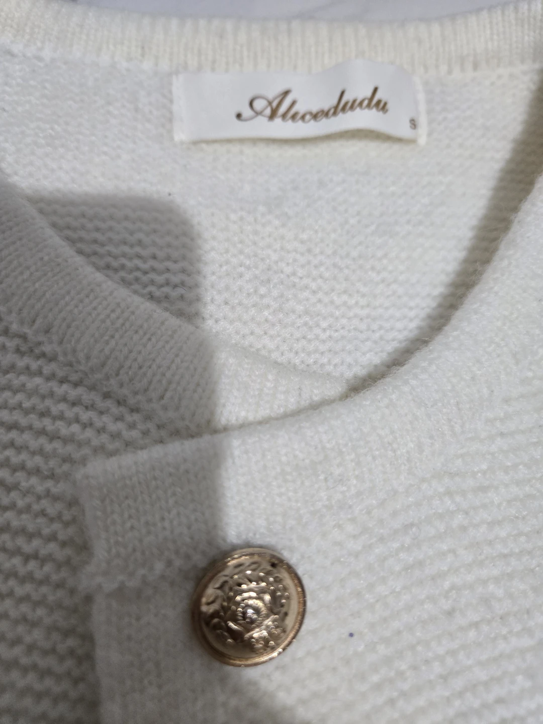 Alucedudu White Cardigan with Gold Buttons - photo 2