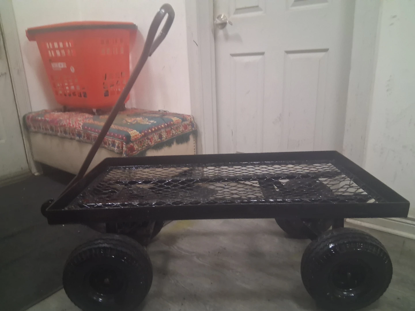 Black Utility Wagon with Four Wheels