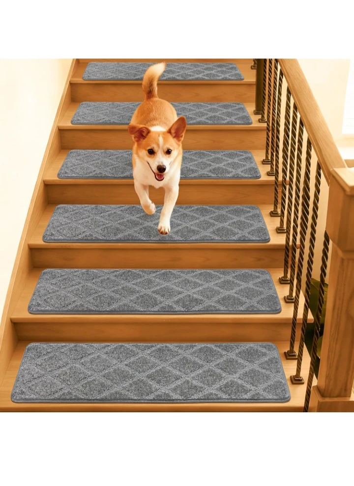 Set of 7 Grey Diamond Pattern Stair Treads 36" x 9"