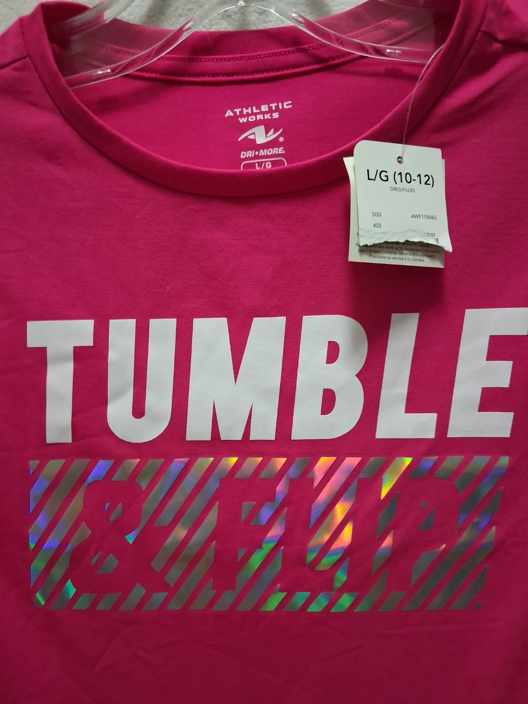 Athletic Works Pink "Tumble & Flip" Long Sleeve Shirt.