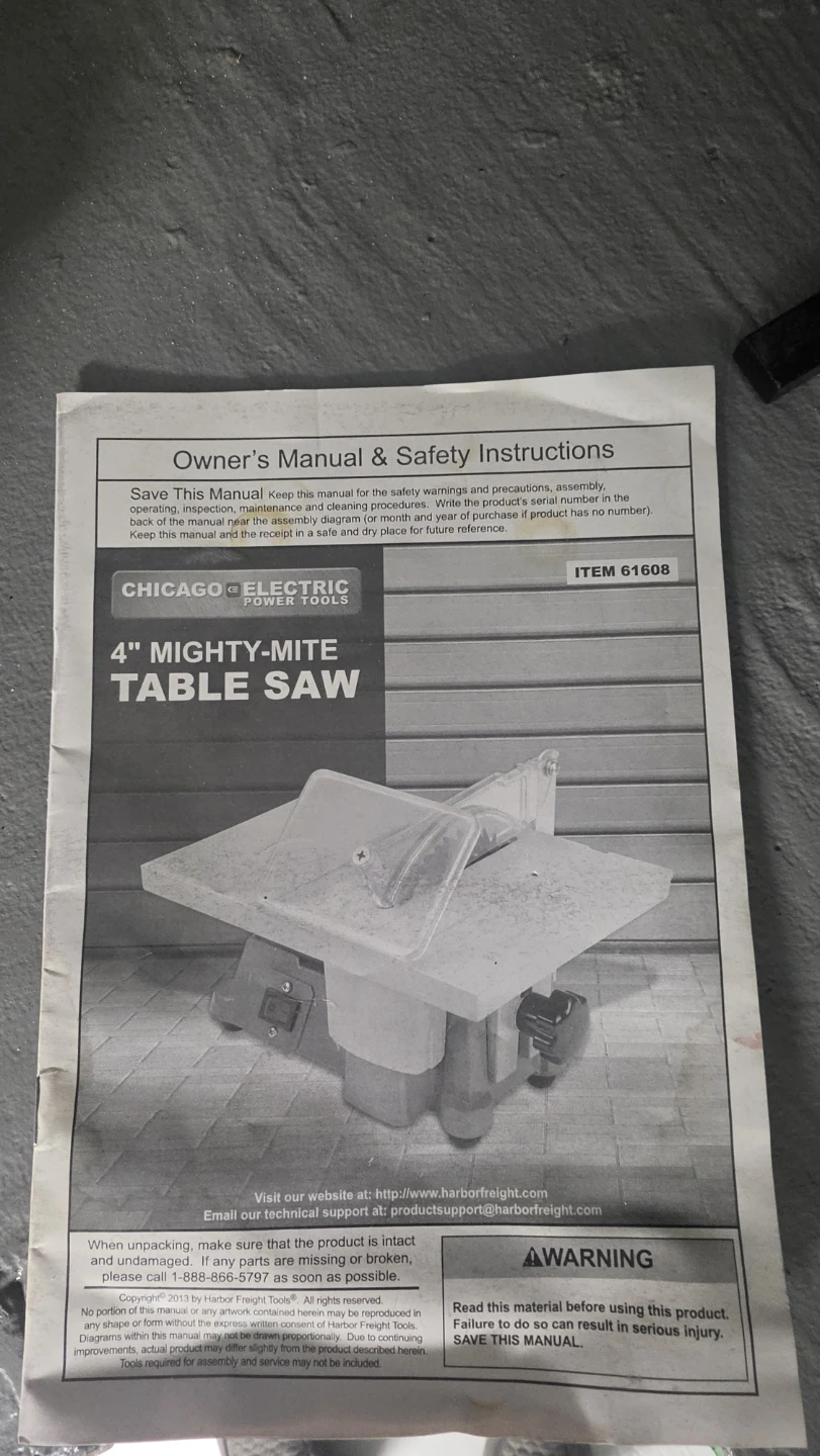 Chicago Electric 4" Mighty-Mite Table Saw with Diamond Blade