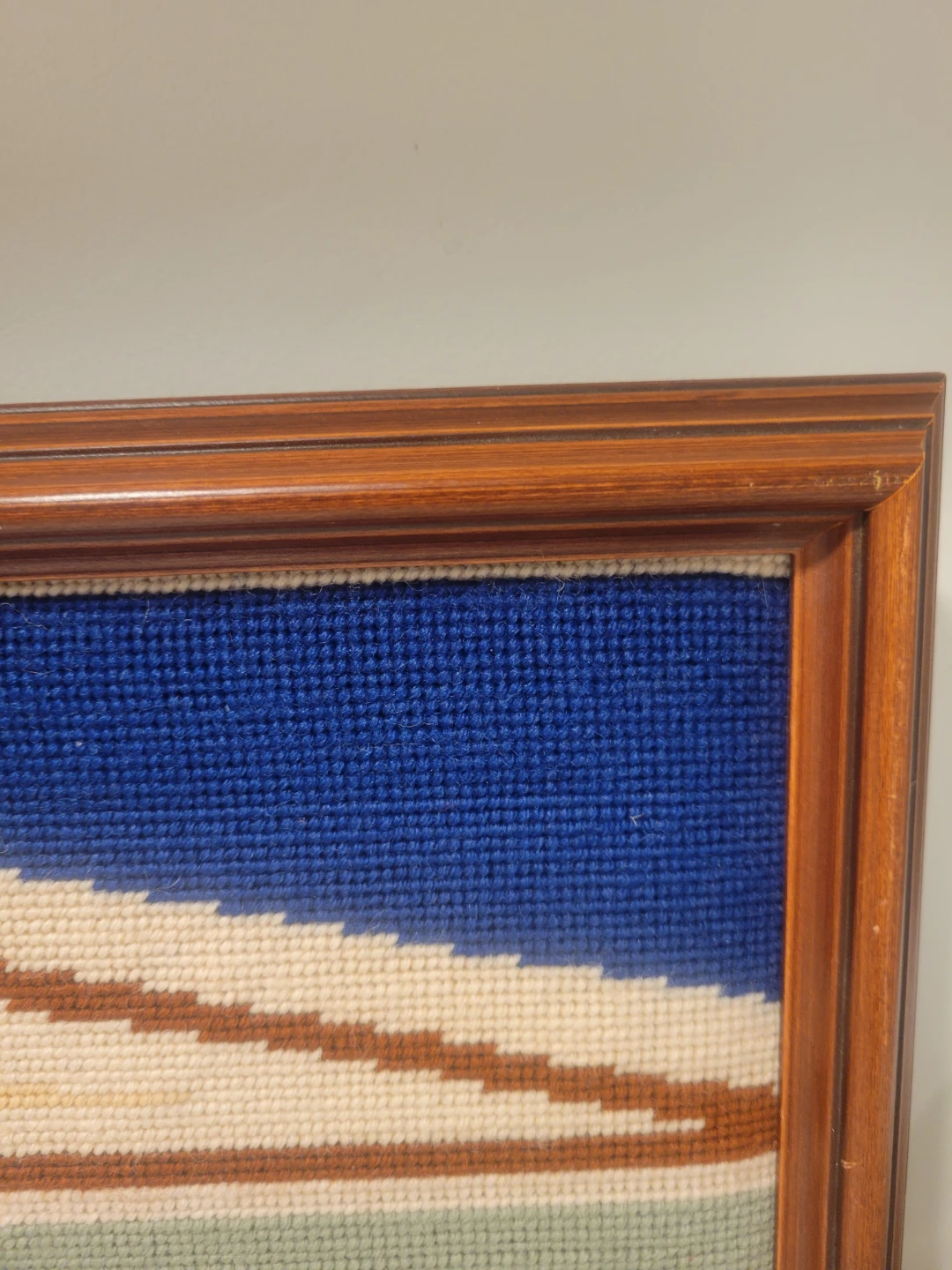 Mid Century Framed Ski Scene Needlepoint Art - photo 5