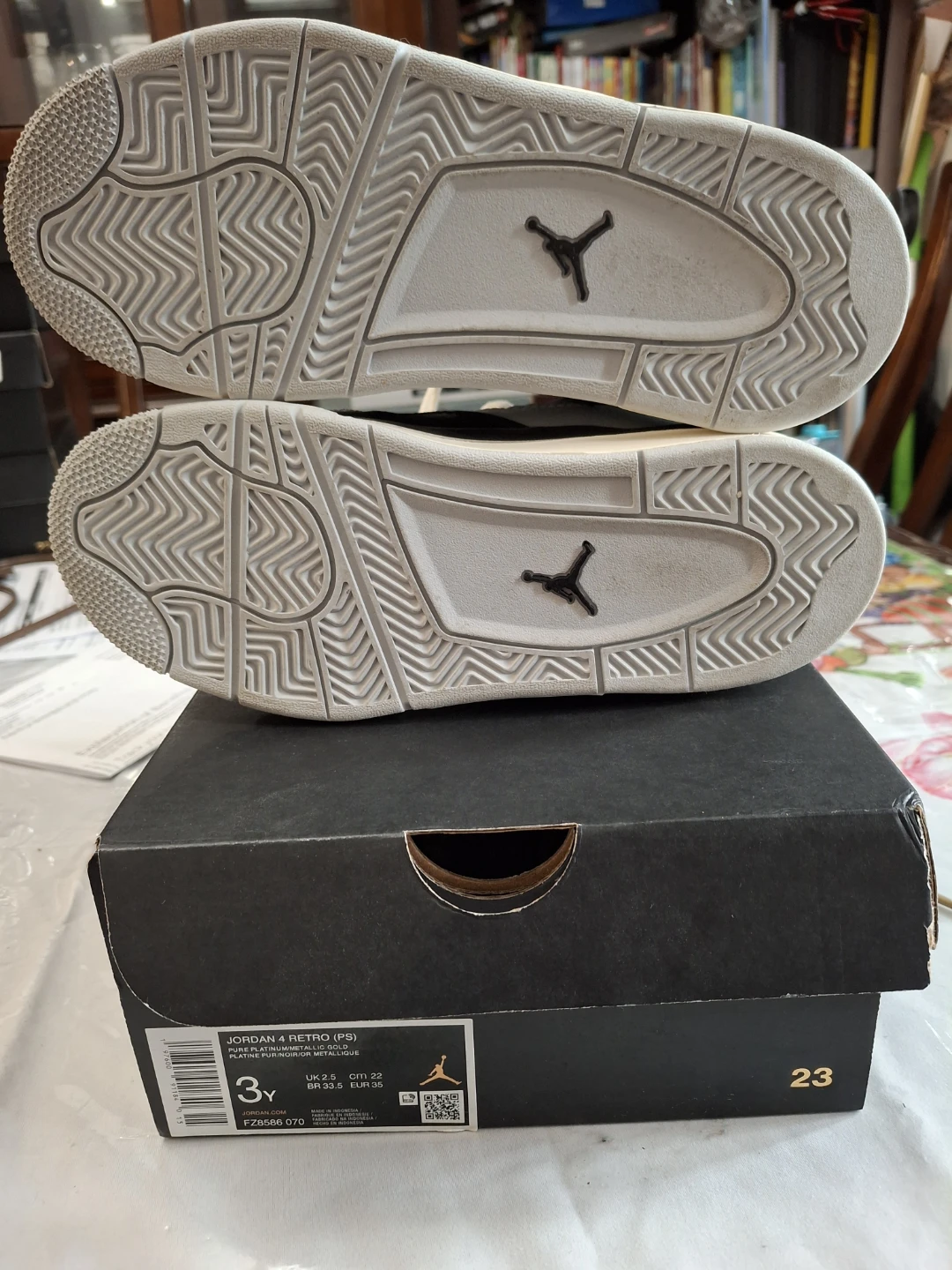 Jordan 4 Retro PS "Light Smoke Grey" Size 3Y - photo 5